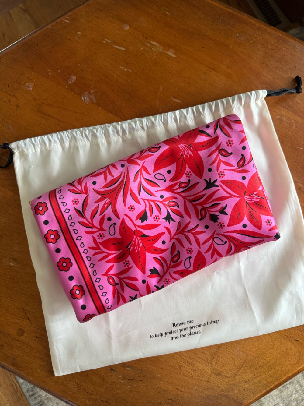 Kate Spade Satin Floral Bandana Clutch with Chain - Picture 2 of 11
